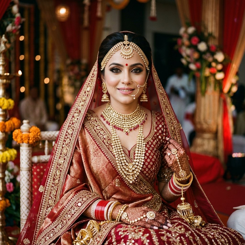 Traditional Royal Indian Bride Wedding Look